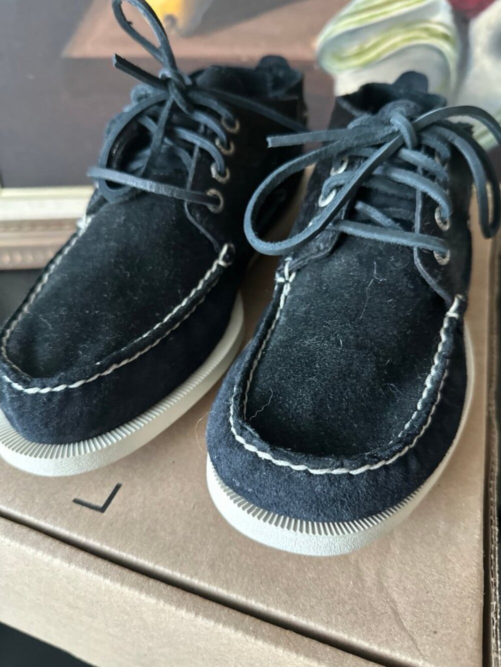 Sperry Authentic Original Pony Hair Boat Shoes Black Calf Hair, Men's size  7.5